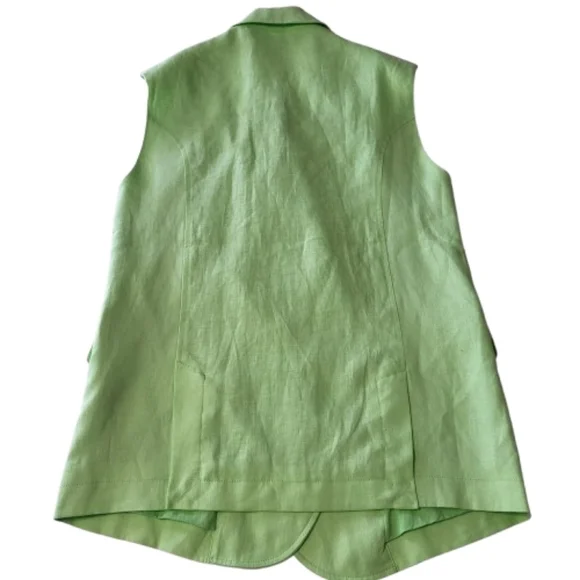 We The Free Bright Young Things Linen Blazer Vest Lime Green Sleeveless Size M - Picture 2 of 10